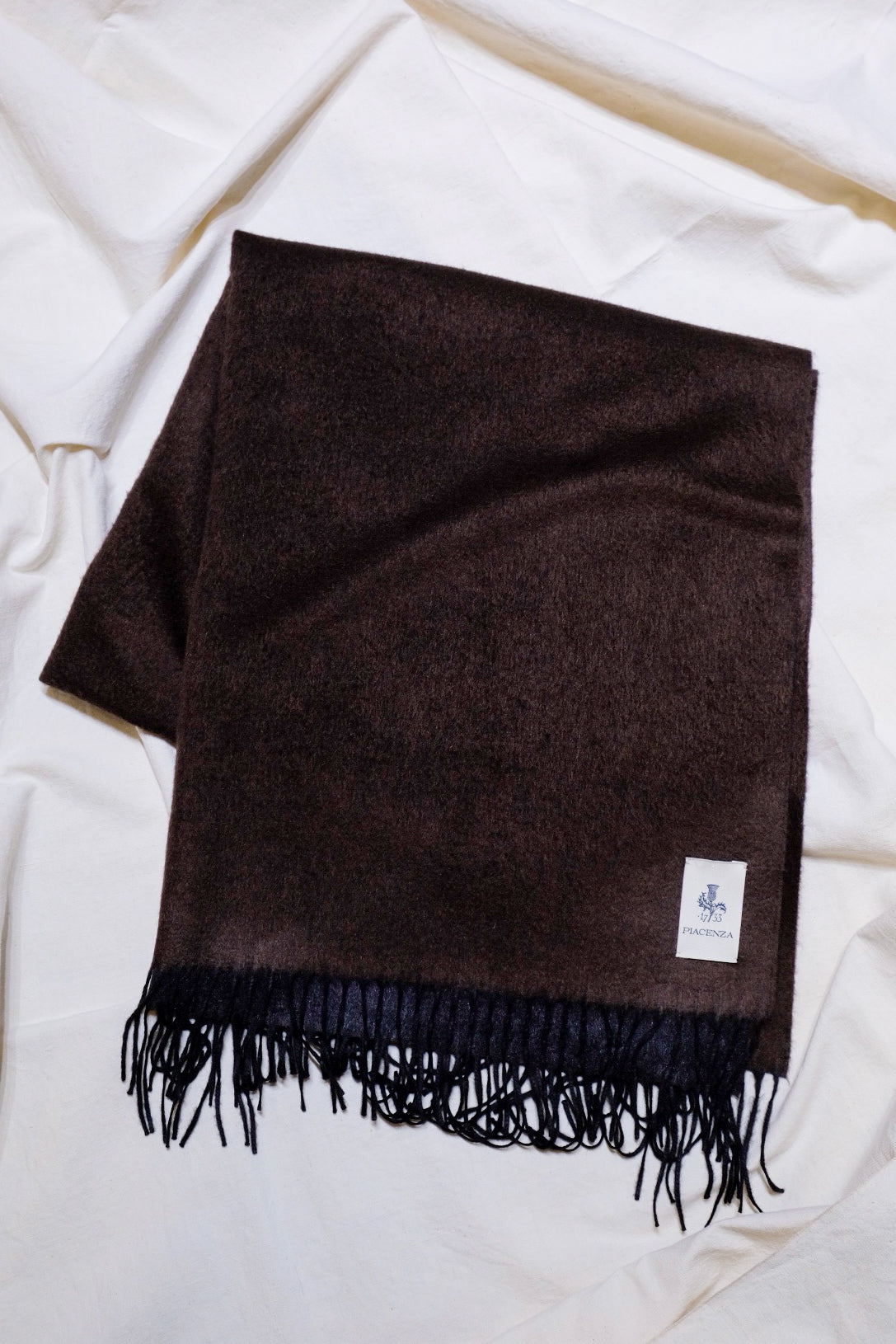 PIACENZA "MIRROR / Cashmere Silk Double-Faced Large Stole / BROWN×CHARCOAL"
