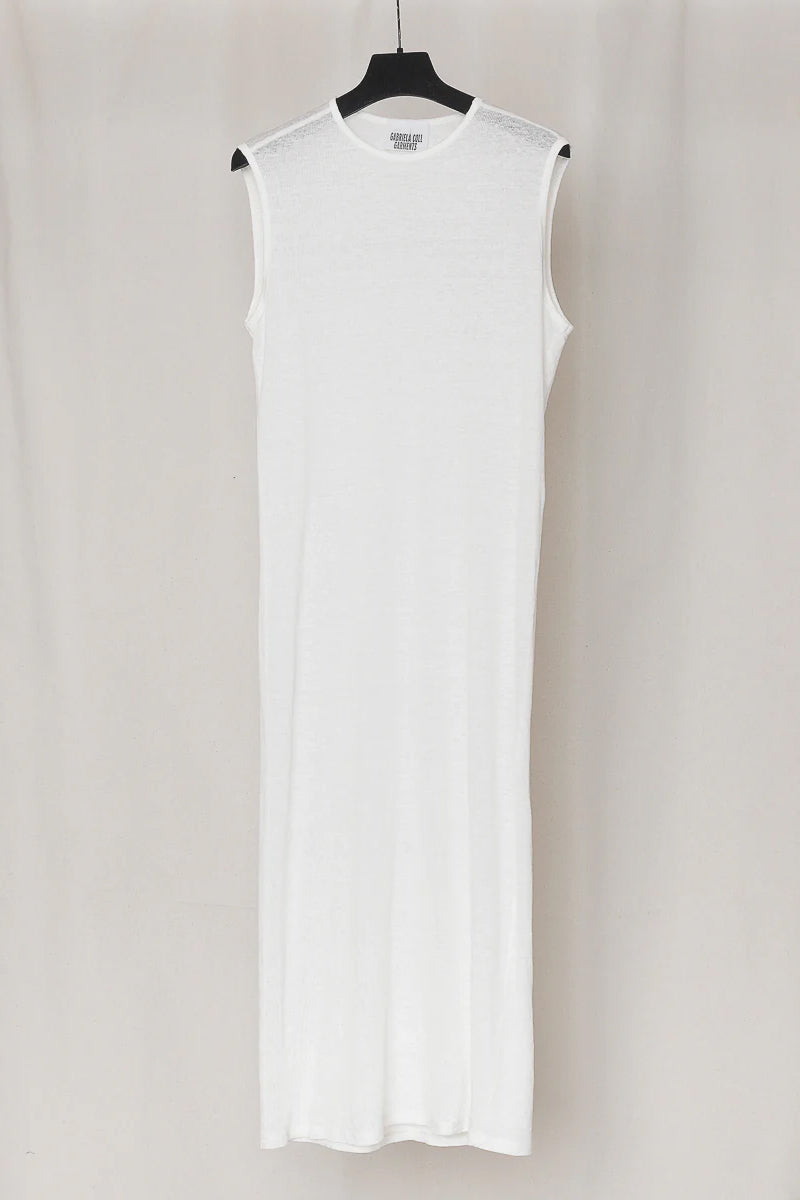Gabriela Coll Garments "NO.192 LINEN SLEEVELESS T-SHIRT DRESS/WHITE"