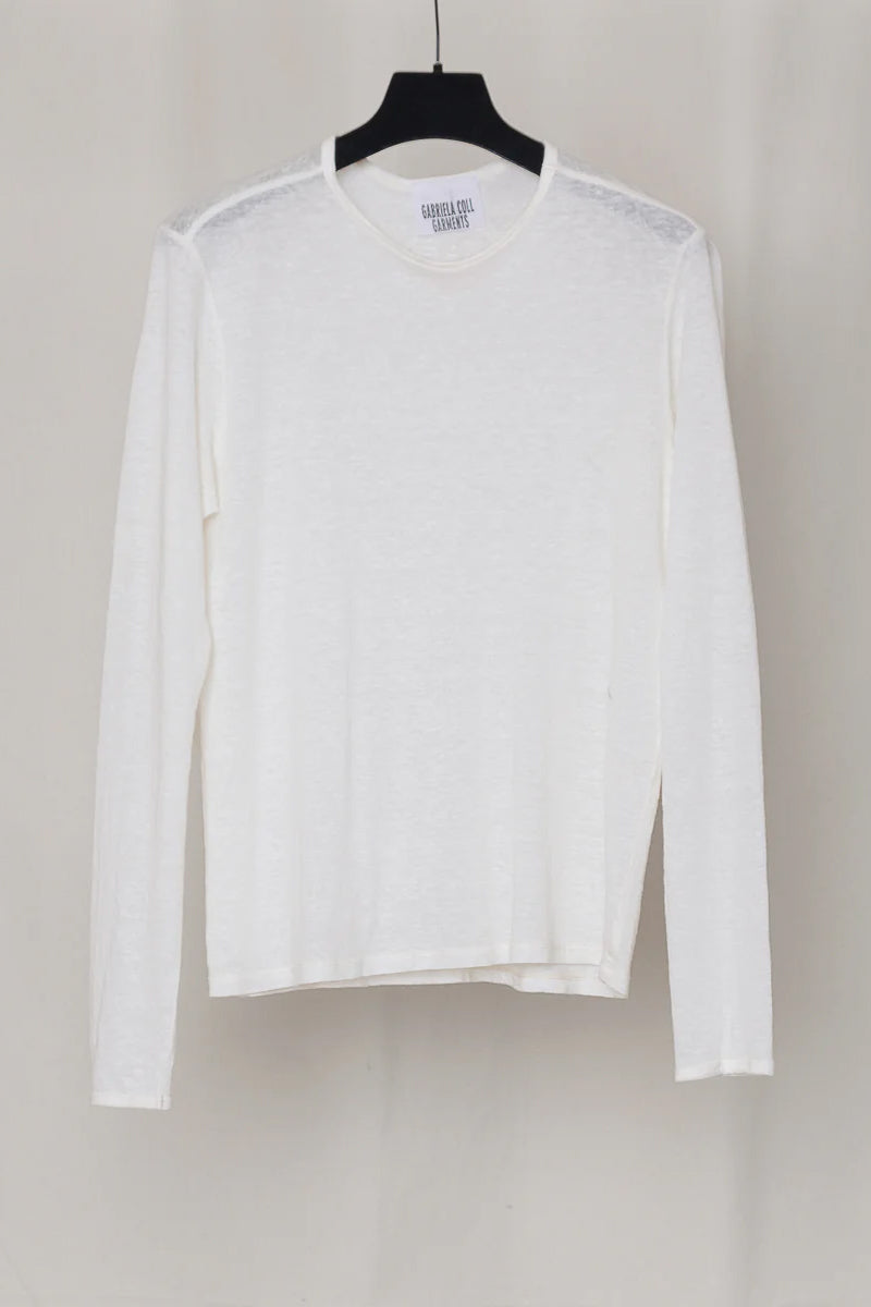 Gabriela Coll Garments "NO.87 LINEN LONG SLEEVE T-SHIRT/WHITE"