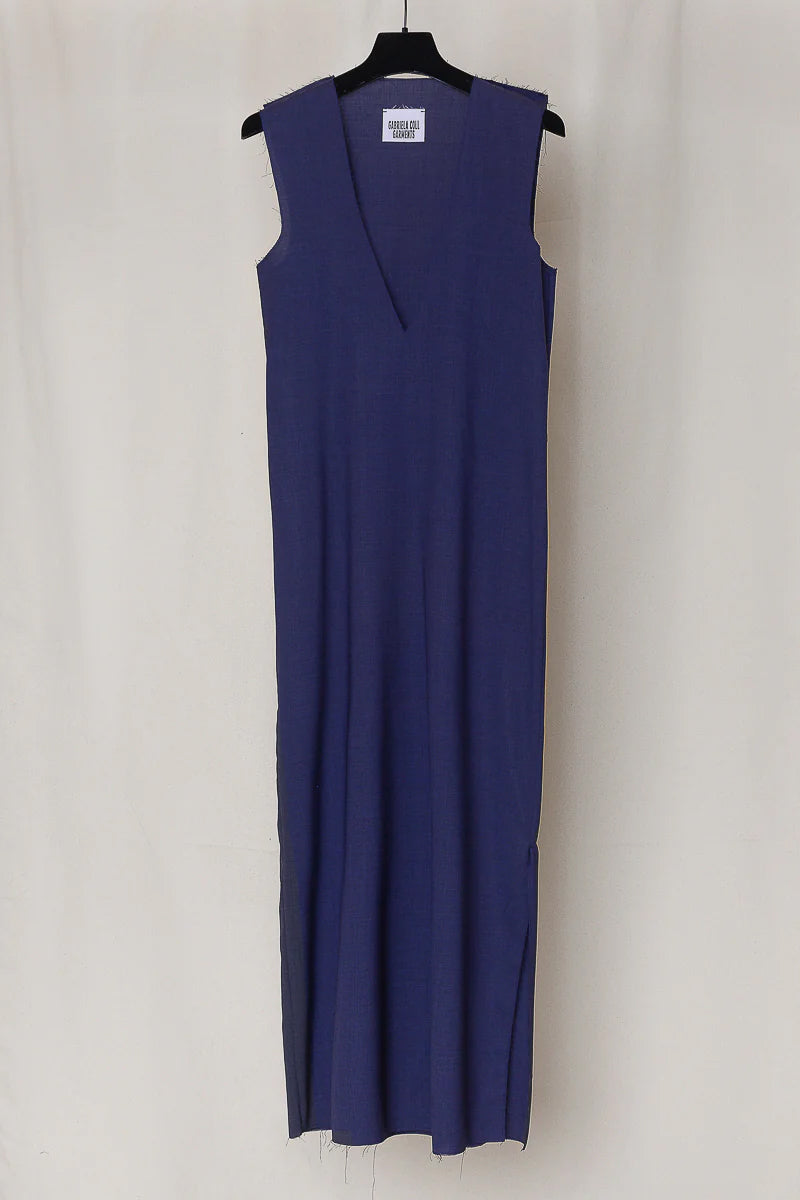 Gabriela Coll Garments "NO.61 LORO PIANA FINE WOOL V-NECK DRESS / BLUE"