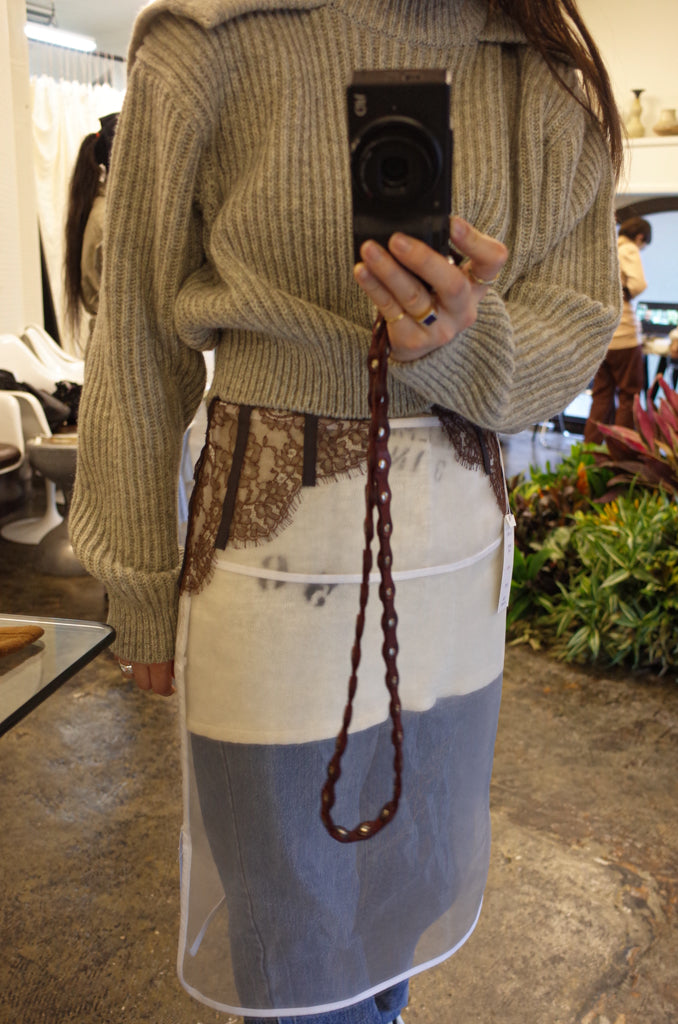 FUMIKA_UCHIDA "SHETLAND RIB STITCH HOODED PULLOVER/ TOP GRAY" 