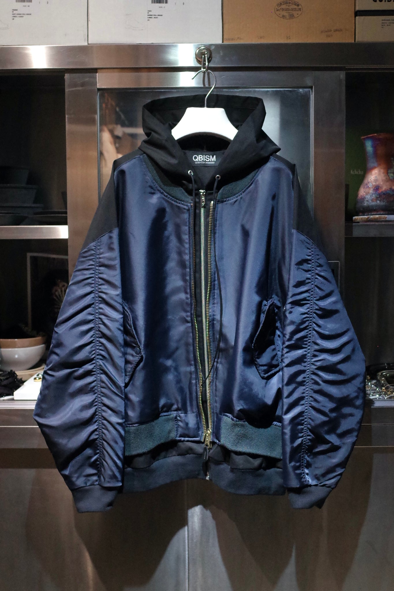 QBISM "FREESIZE VINTAGE MA1 / TWILL HOODIE ZIP JACKET"
