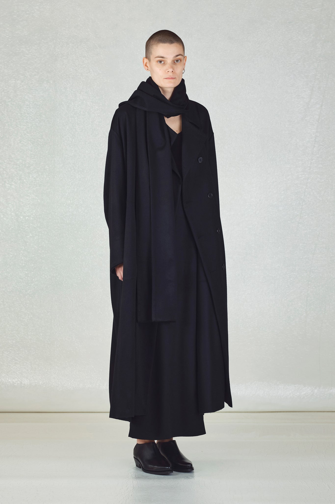 Gabriela Coll Garments " NO.230 LORO PIANA HEAVY WOOL BREASTED COAT / BLACK"