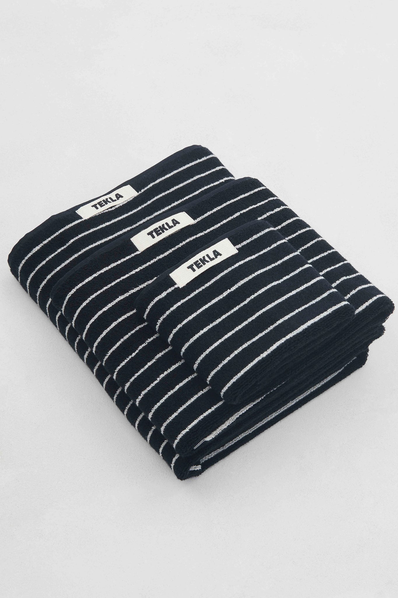 TEKLA "TOWEL / BLACK STRIPES(5 SIZE)"