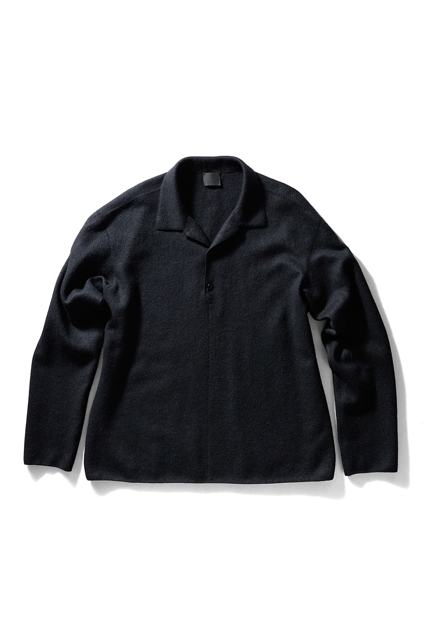 Yamauchi "Shrunk alpaca knit, collared pullover / CHARCOAL NAVY"