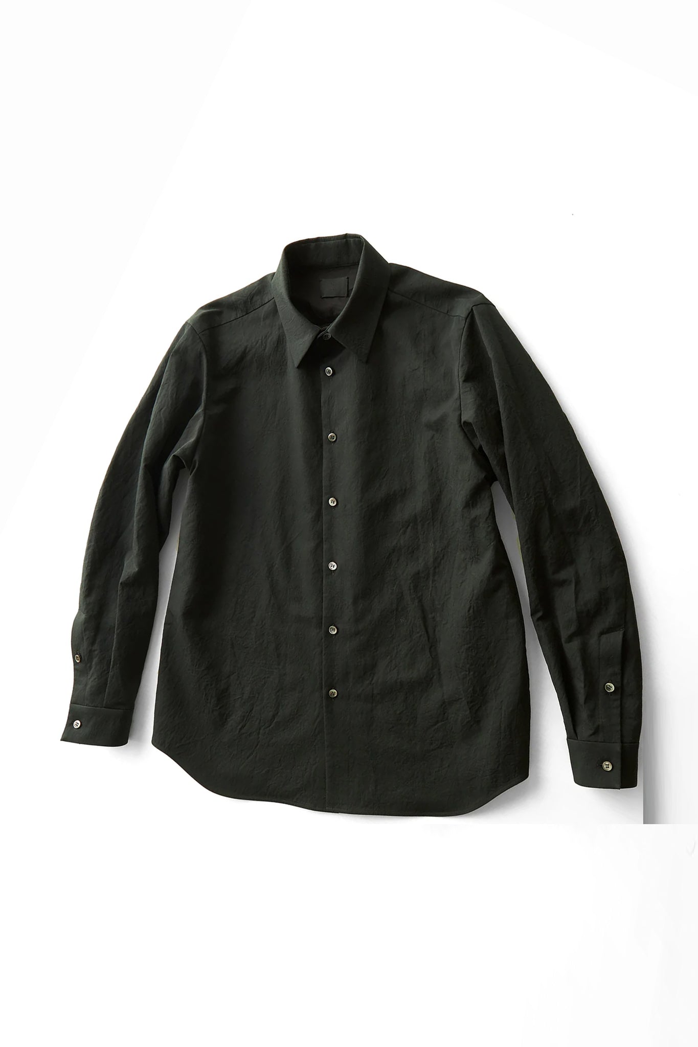 Yamauchi "Salted Cotton Linen Shirt / DARK GREEN"