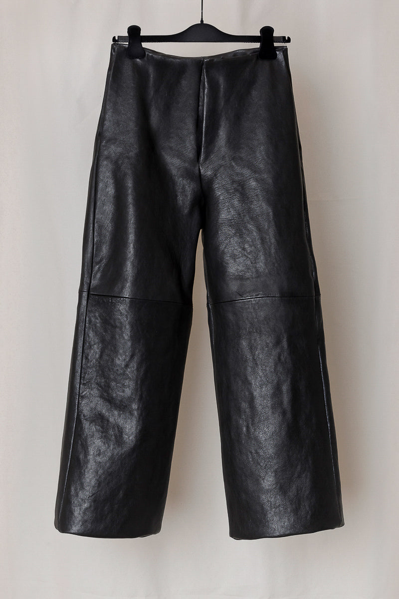 Gabriela Coll Garments "NO.249 LEATHER FULL TROUSERS BLACK LAMBSKIN"