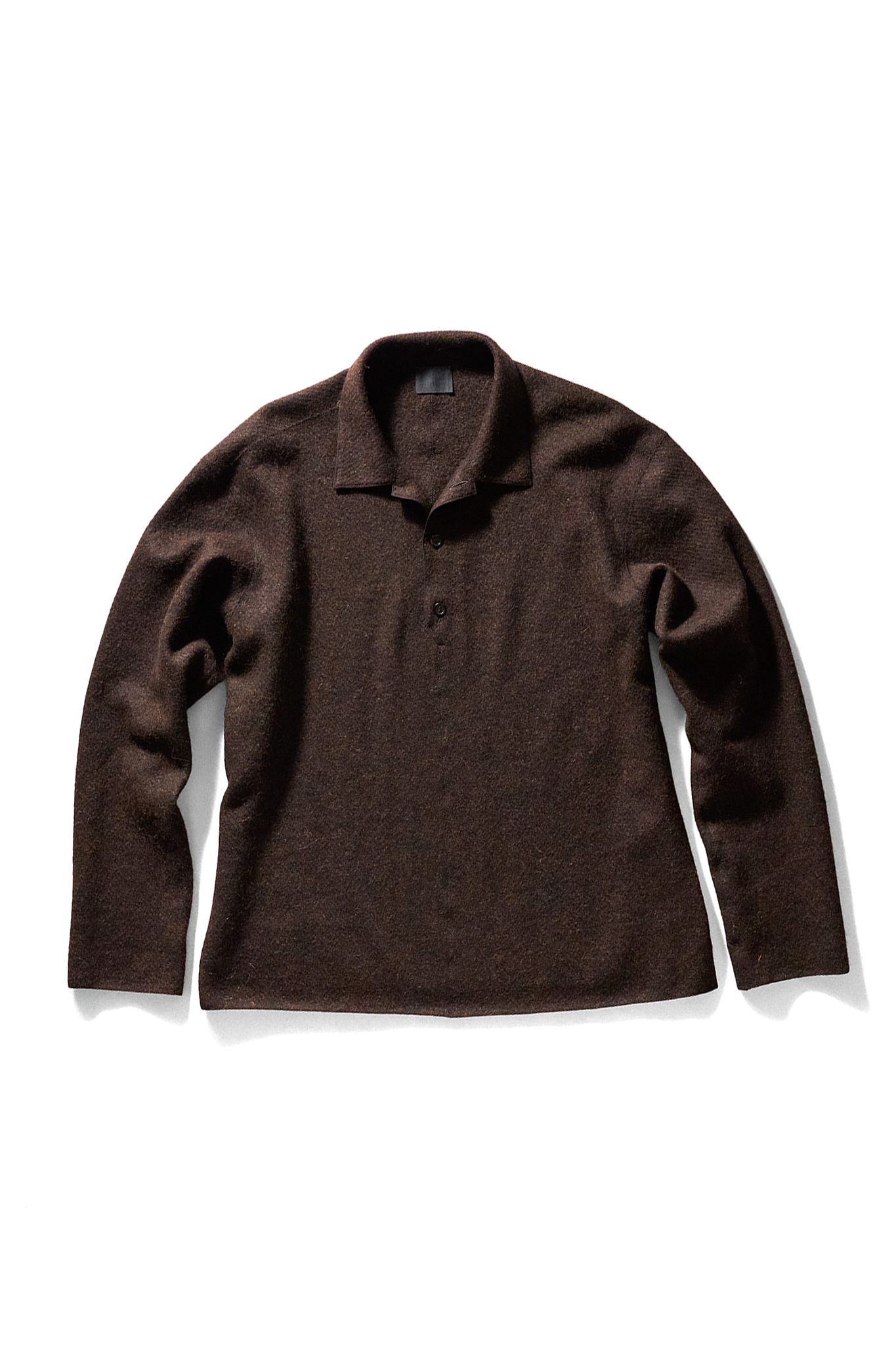 Yamauchi "Shrunk alpaca knit, collared pullover / BROWN"