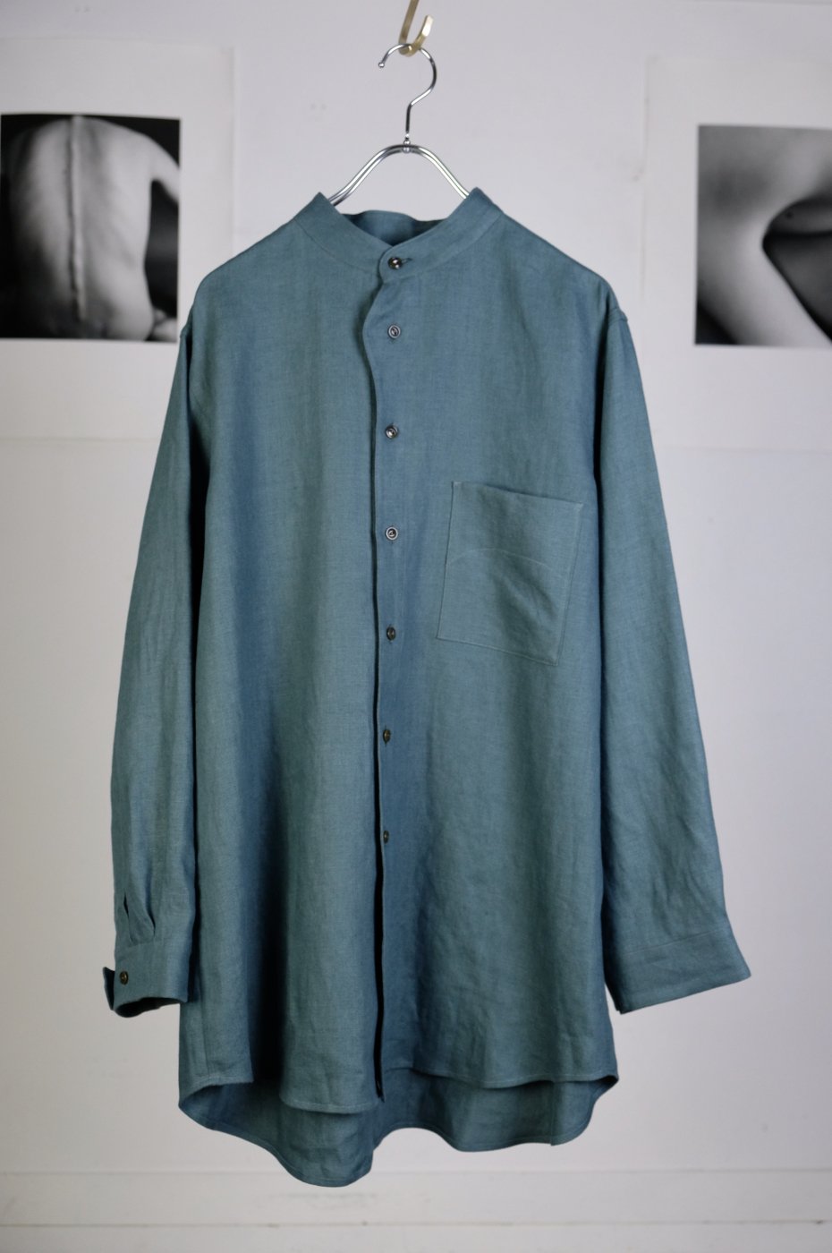 Gorsch the seamster "Long Oxford Linen Shirt / GREEN"