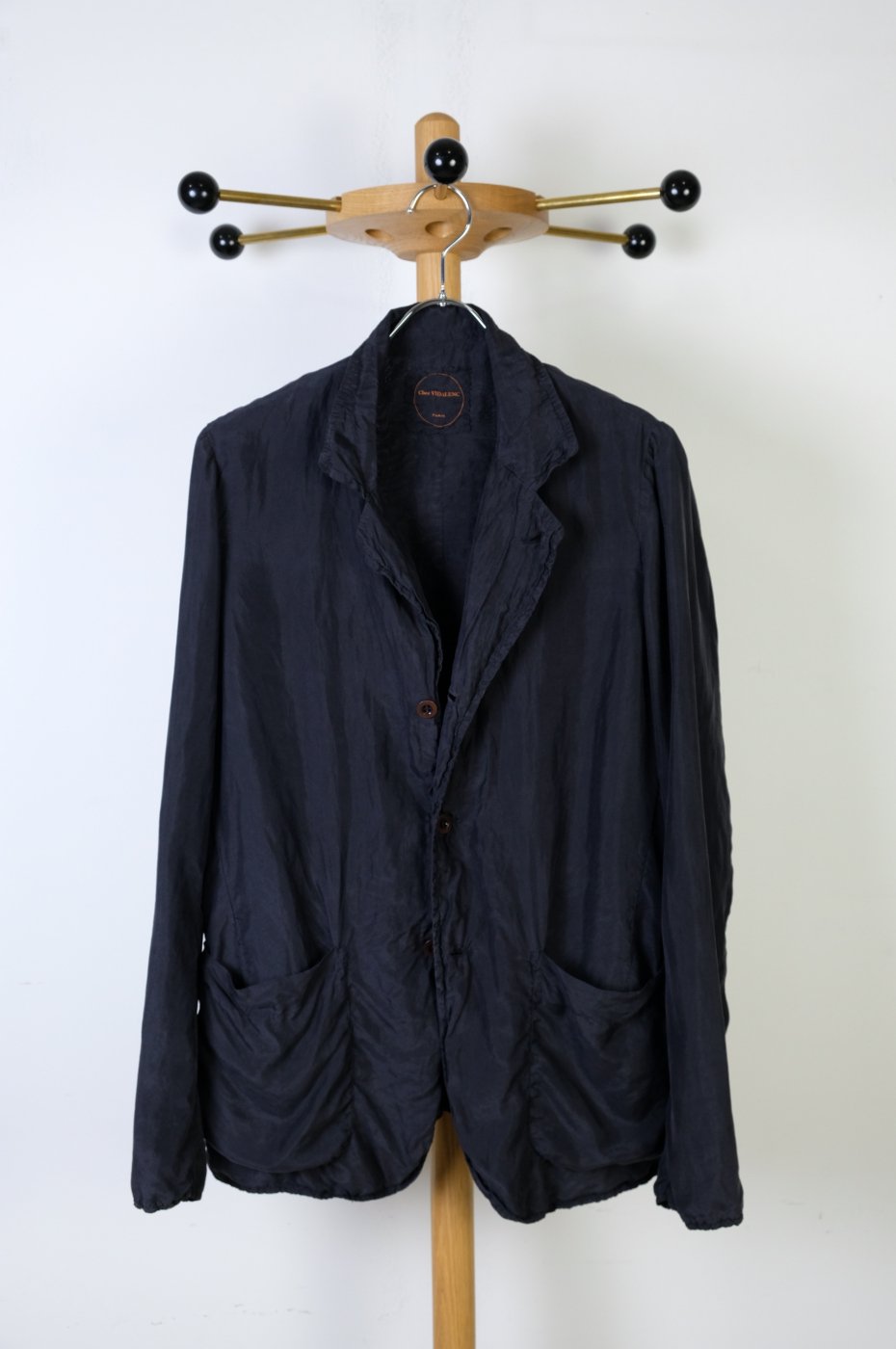 Chez VIDALENC "Jacket P3 lined habotai silk / BLACK"