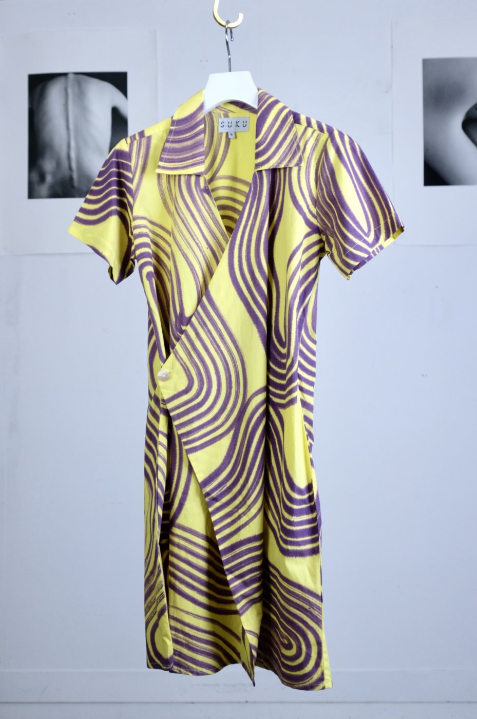 SUKU HOME "WRAP DRESS / YELLOW FLUX(HAND PAINTED)"