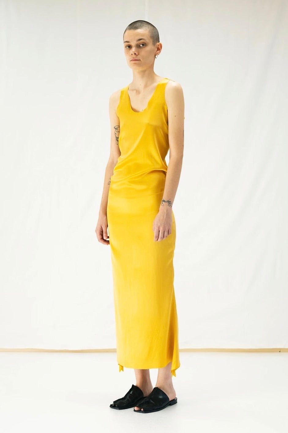 stretch silk dress TWP Women's Open-Back Silk Maxi Slipdress - Rosin